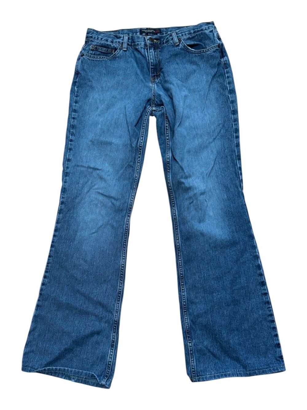 American Eagle Outfitters Y2K Womens 10L Flare Jeans 32x31 Dirty Wash Denim Blue